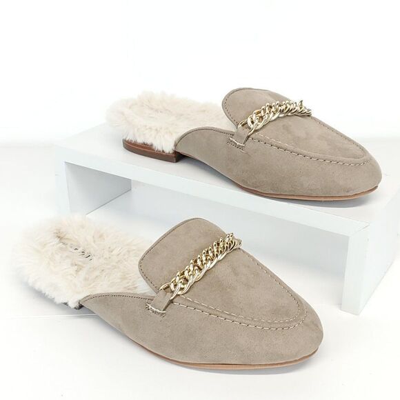 torrid Shoes - Torrid Faux Fur Slip On Mules Neutral Size 9WW